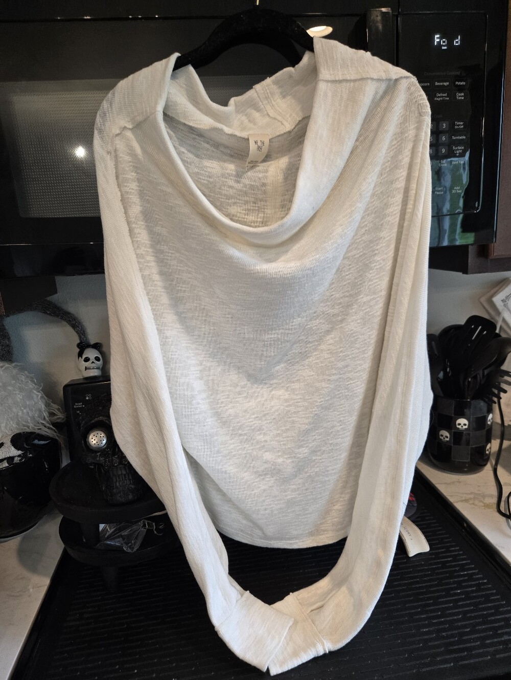 WE THE FREE Lightweight White Draped Neck Long Sleeve Top Size M